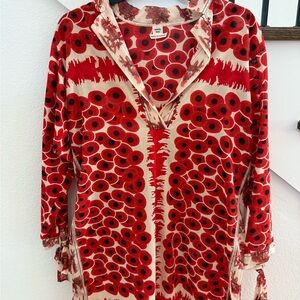 Hermès Red and Cream Floral Tunic